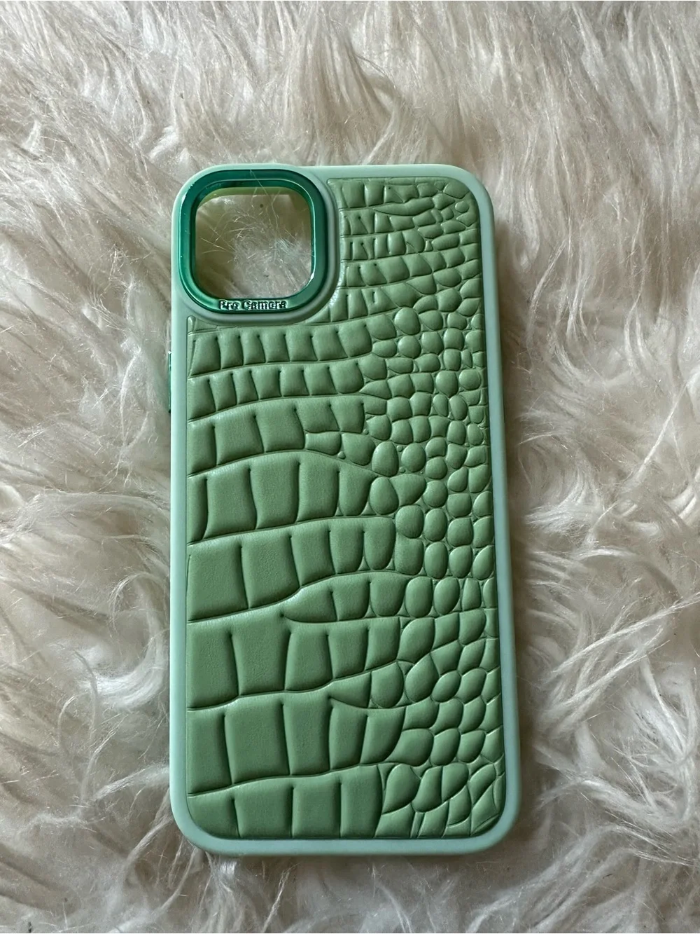 Mint Green Croc Texture Phone Case - Unbranded for 15Plus